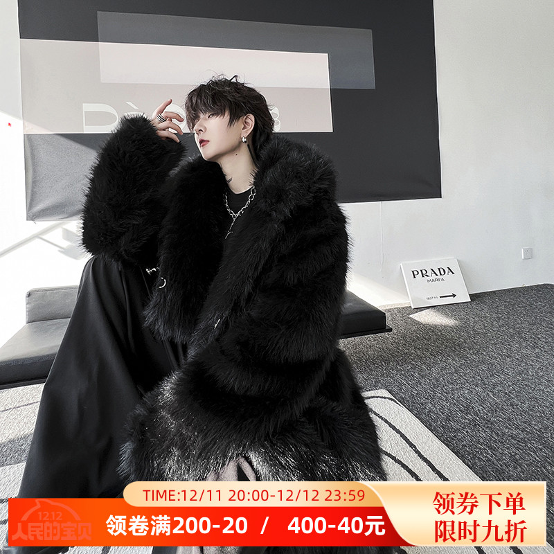 加绒毛绒保暖环保皮草男加厚大衣