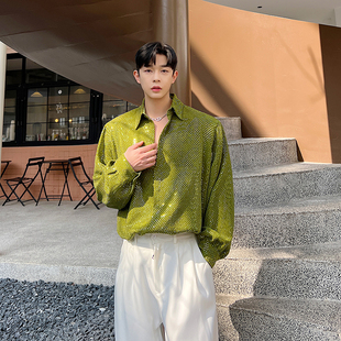 小众设计感亮片衬衫男女长袖韩版洋气时尚舞台装歌手炸街上衣衬衣