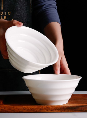 珍器仕德化羊脂玉白瓷碗陶瓷泡面碗商用家用碗具大号酒店早餐面碗