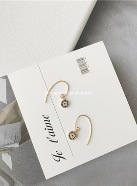 【M】手工定制14K包金恶魔之眼蓝耳钉耳环超仙耳饰女日韩耳坠