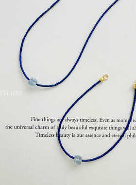HEGG手作极细百搭1mm青金石细管海蓝宝托帕石简约高级设计感项链