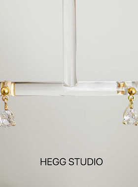 HEGG|原创手作迷你锆石14K包金水滴形镶钻吊坠防过敏耳环耳挂女