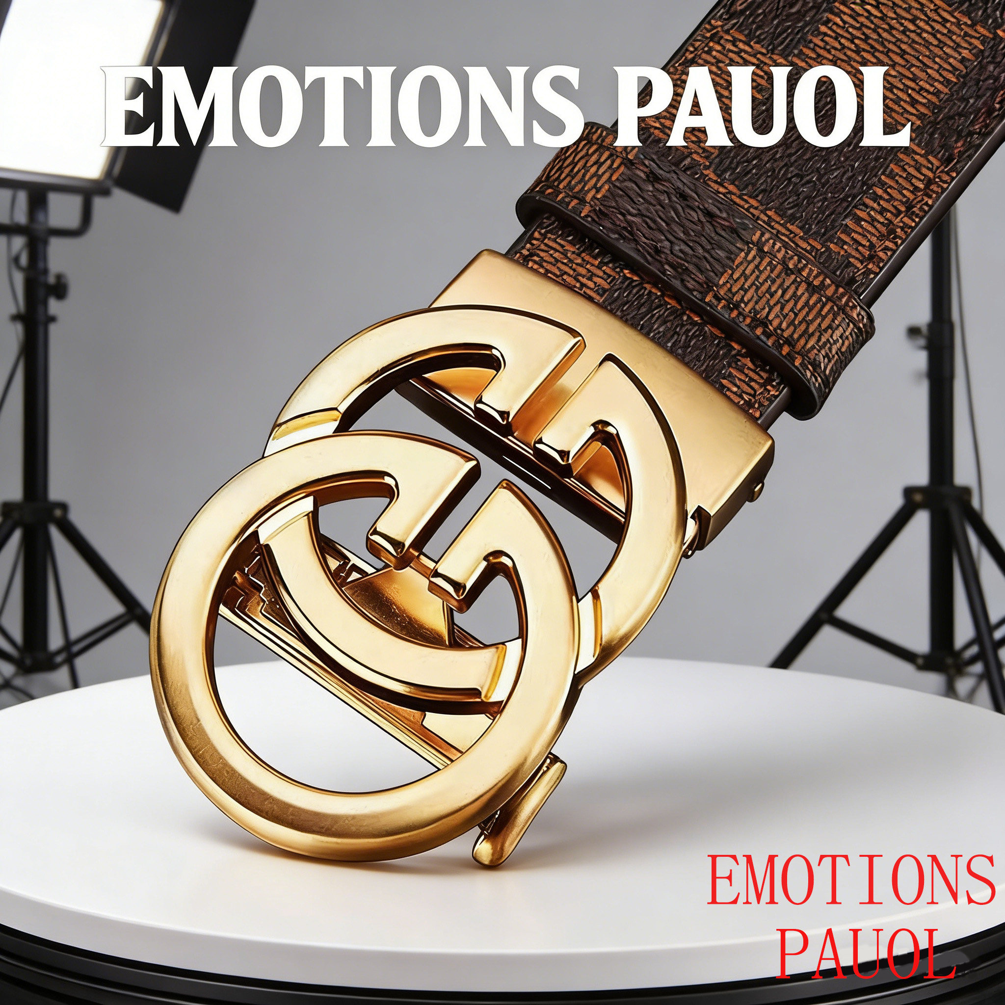 轻奢男士真皮自动扣格纹商务皮带