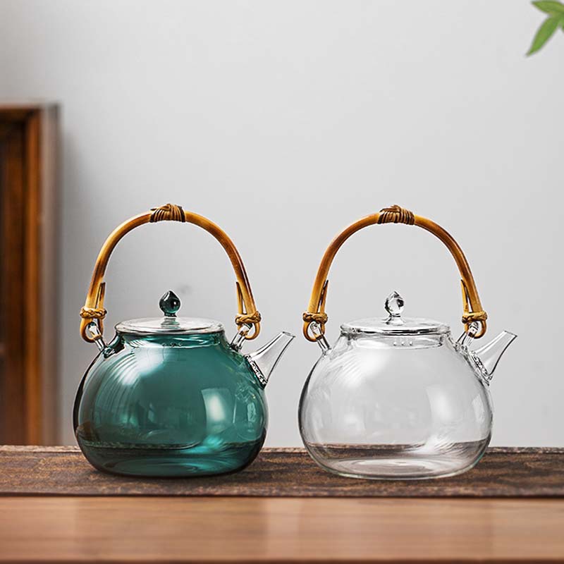 手作兰亭大容量提梁壶高硼硅玻璃烧水壶茶水分离电陶炉煮泡茶壶