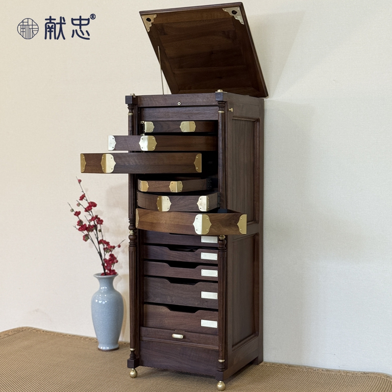 北美黑胡桃实木中古文玩柜