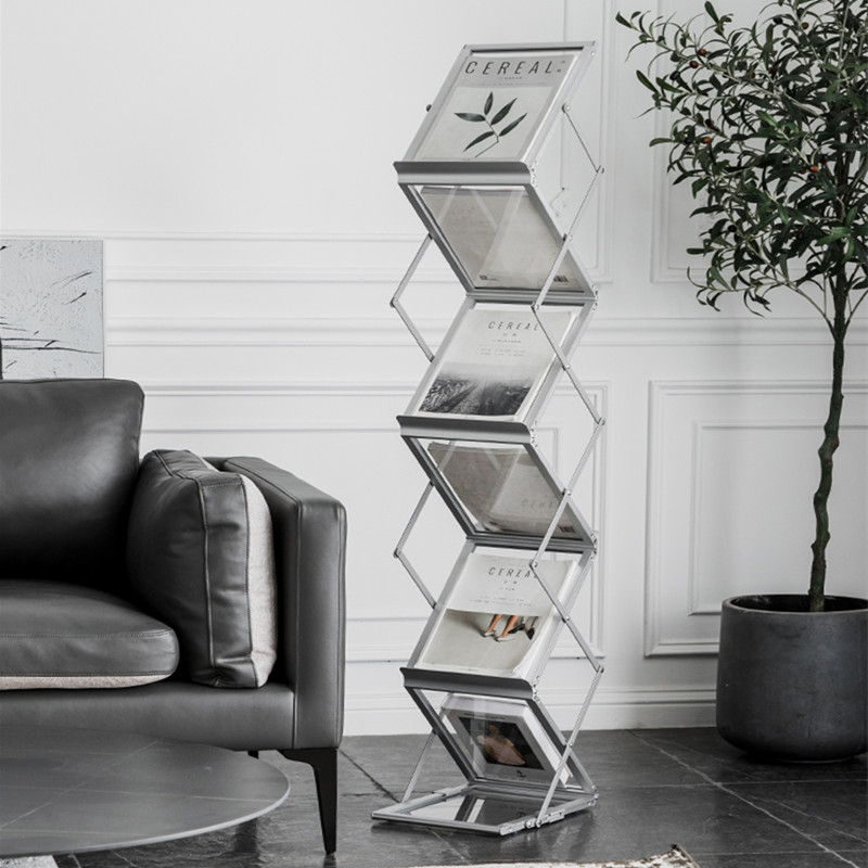 北欧艺术小书柜家用立式落地杂志架简约创意折叠书架收纳置物架子