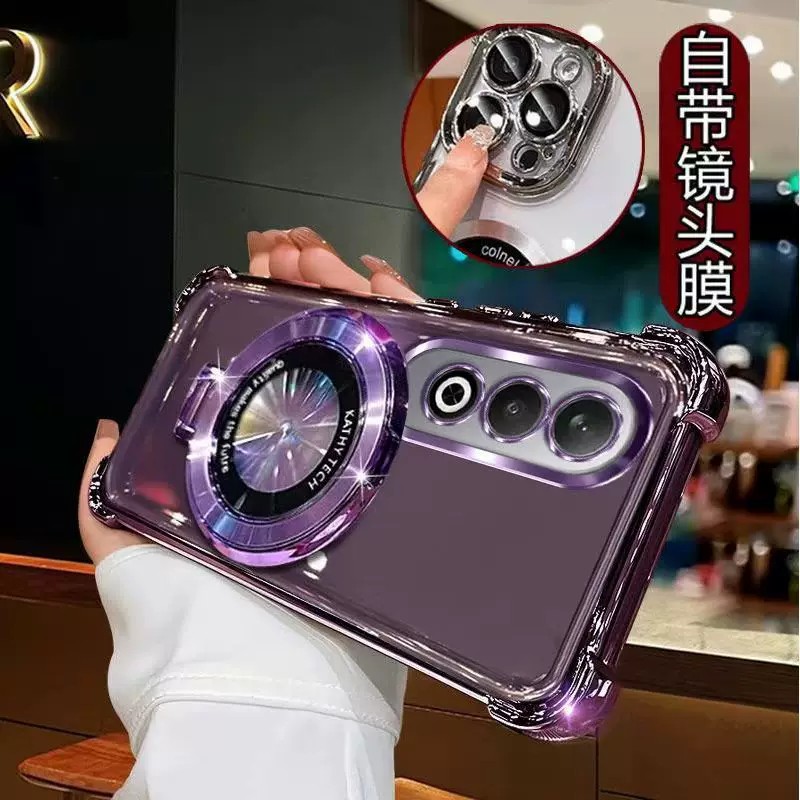 适用VIVOV70 FE海外版手机壳闪粉气囊电镀透明V2550国际版送钢化膜防摔保护套个性创意卡通可爱男女情侣新款