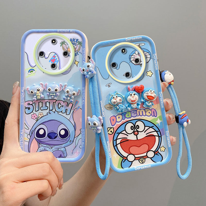 专用荣耀X9D海外版手机壳送钢化膜卡通情侣公仔荣耀X70 5G保护套时尚可爱液态硅胶全包软边HONORMagic8 Lite