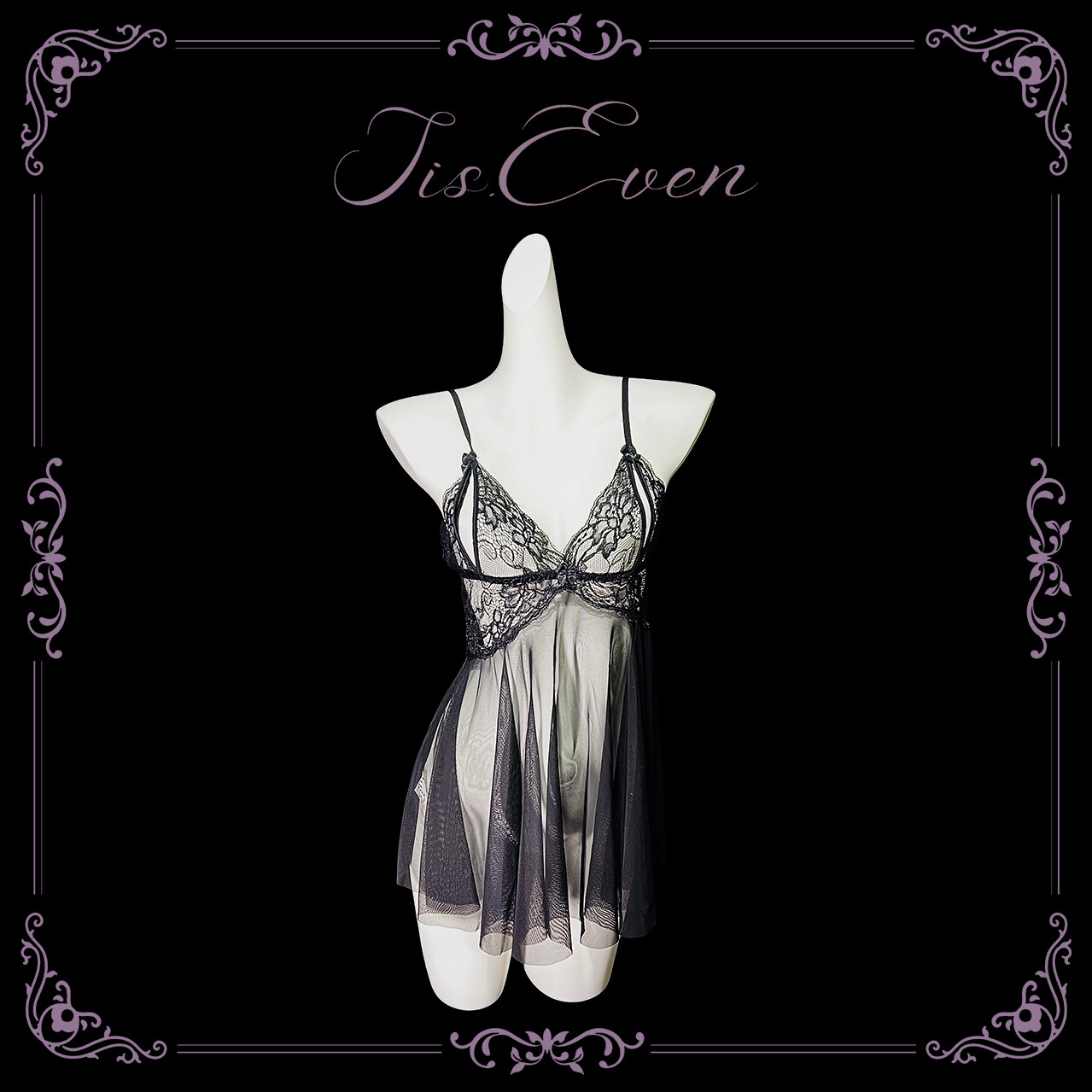 性感蕾丝吊带睡裙约会深V镂空