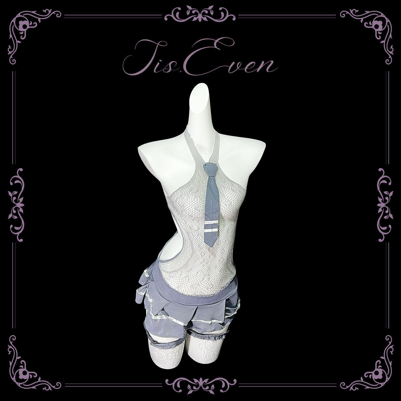 性感蕾丝紧身挂脖超短睡裙约会