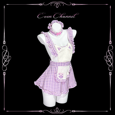 纯欲猫咪女仆cos露背围裙套装