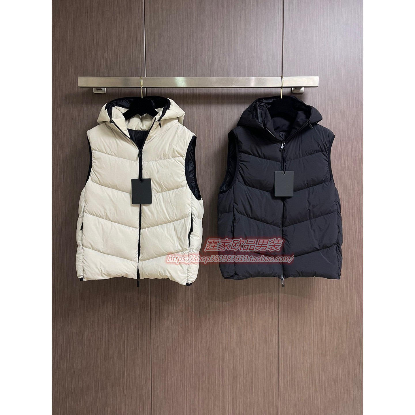 轻奢秋冬新款男马甲时尚百搭潮流连帽拉链外套欧洲站休闲上衣羽绒