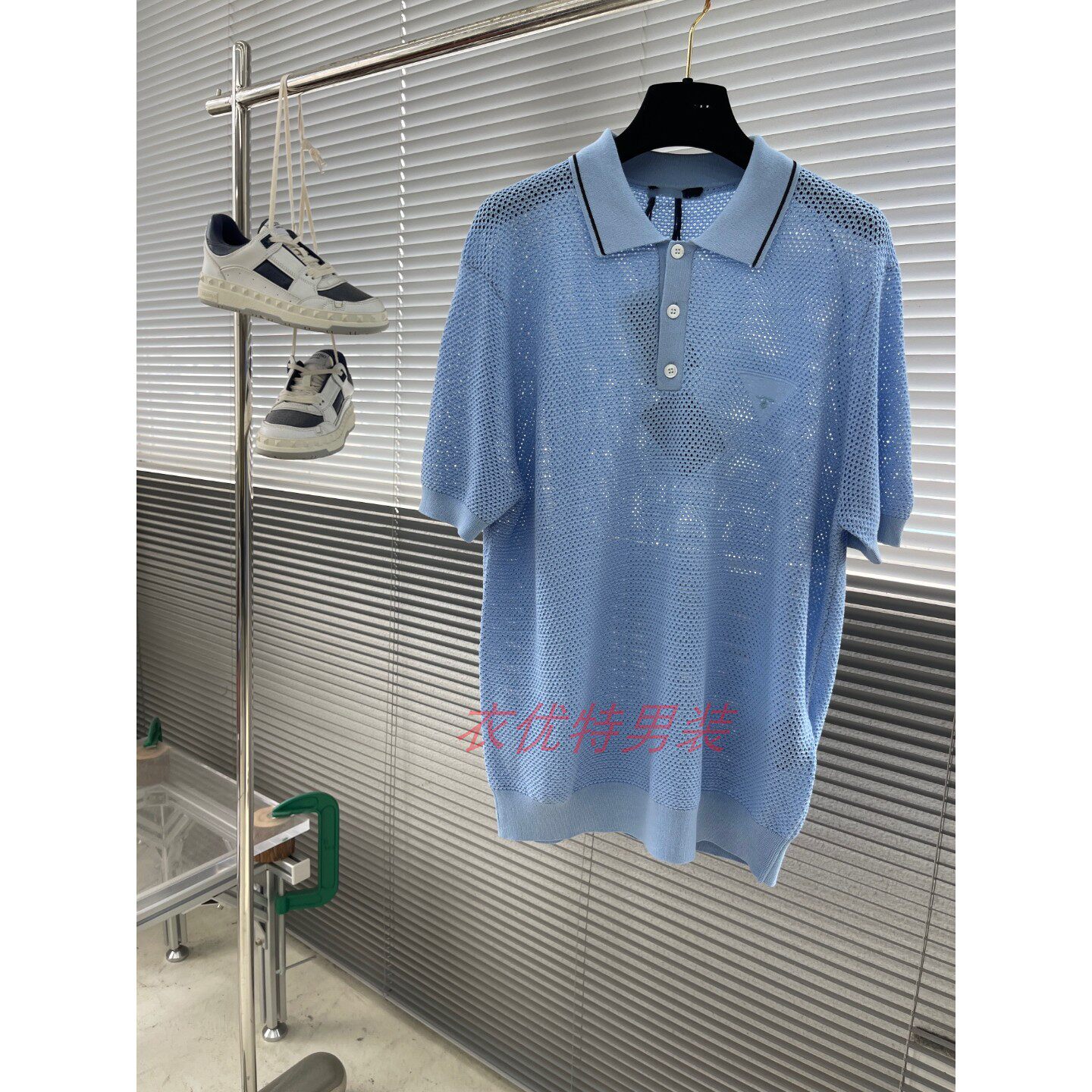 2026新款春夏季青年男士冰丝短袖T恤翻领Polo衫商务T血镂空上衣服