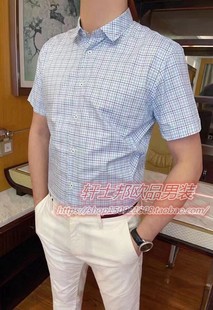 衬衫 短袖 男格子商务绅士修身 上衣 春夏新款 丝光棉衬衣韩版 潮流时尚