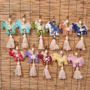 泰国小马包挂刺绣布艺挂饰小马钥匙扣东南亚礼品版纳旅游纪念品