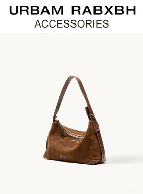 循迹系列浅行植鞣牛皮hobo包包女麂皮腋下包通勤饺子包单肩斜挎包