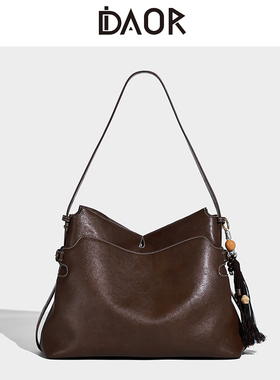 DAOR向野hobo包包植鞣牛皮托特包女2025秋冬新款大容量单肩斜挎包