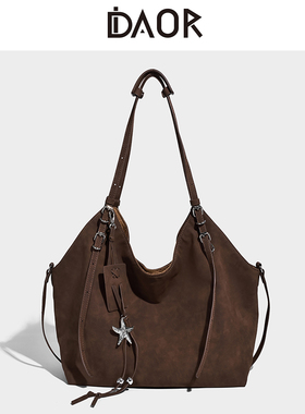 DAOR慵懒松弛感麂皮托特包女2025秋冬新款大容量包包通勤单肩大包