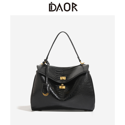 DAOR鳄鱼纹牛皮托特包真皮凯莉包