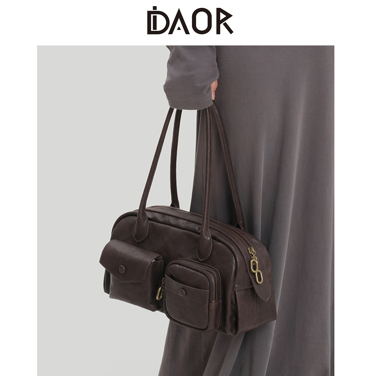 DAOR真皮高级感波士顿保龄球包