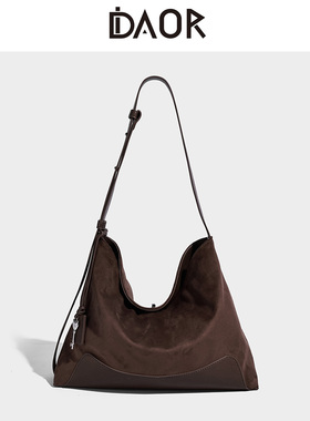 DAOR麂皮绒HOBO包包2025秋冬新款潮大容量单肩斜挎包女通勤托特包