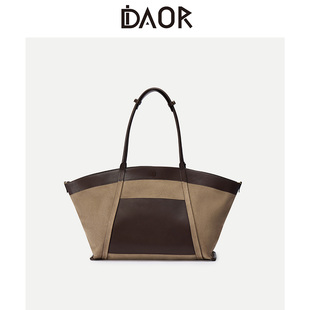DAOR小程同款翻翻包双面多用牛皮托特包女2025新款通勤手提单肩包