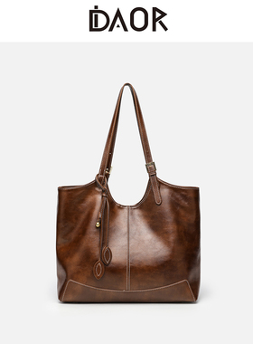 DAOR植鞣牛皮风筝托特包女2025秋冬新款大容量包包通勤百搭单肩包