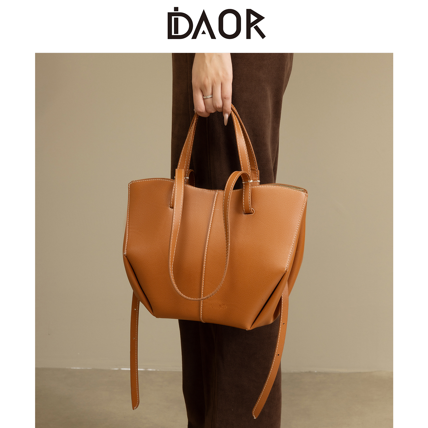 DAOR牛皮托特包大容量通勤单肩包