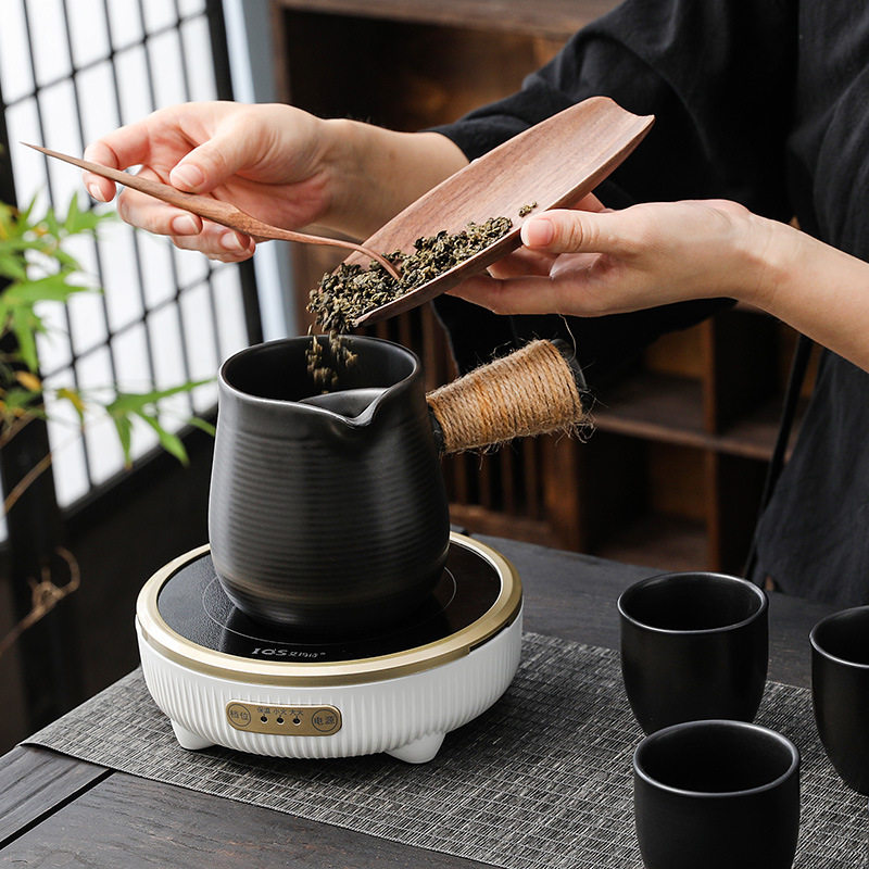 烤茶煮奶茶围炉煮茶可干烧壶耐高温侧把壶罐罐壶粗陶瓷熬中药茶具