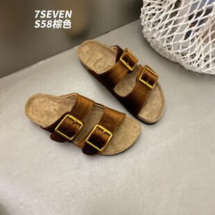 7SEVEN2026新款休闲外穿百搭凉拖鞋勃肯鞋女双扣带厚底一字拖凉鞋