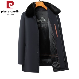 中老年男士翻领皮毛一体尼克服冬季獭兔毛内胆派克服男款休闲外套