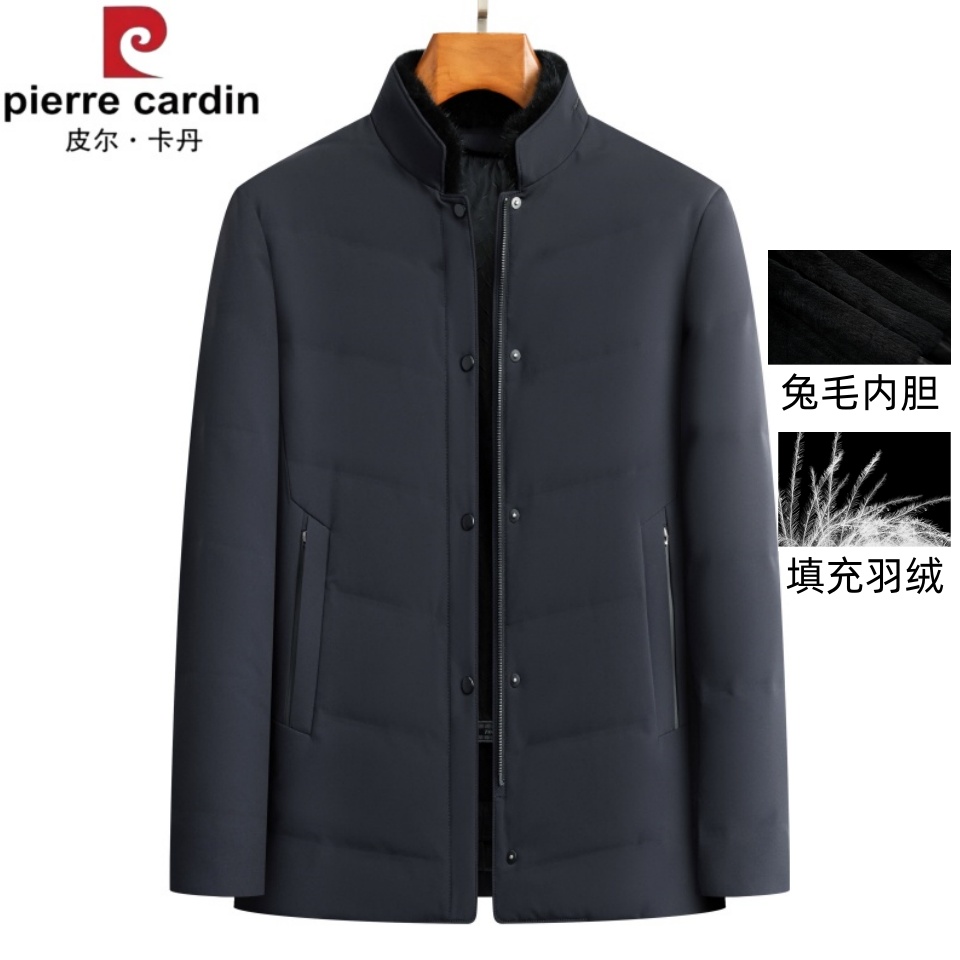中老年男士皮毛一体尼克服立领冬季獭兔毛内胆派克男款外套羽绒服