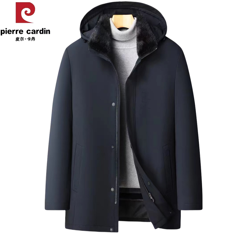 中年男士皮毛一体连帽派克服男款冬季水貂整貂内胆加厚皮草外套