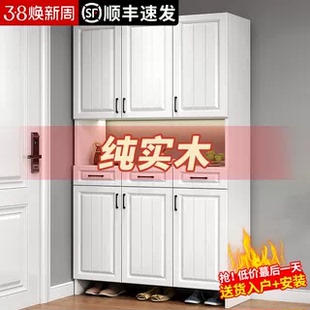 实木鞋柜新款2026入户门玄关柜家用门口一体室内爆款大容量储物柜