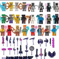 My World building block minifigures are compatible with building blocks, including Steve Monster weapons, shields, and small toys thumbnail 7