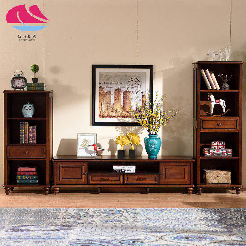 美式收纳柜子客厅靠墙电视背景柜家用储物格子多功能实木置物酒柜,住宅家具,酒柜,淘宝优惠券,粉丝福利购,淘宝优惠卷