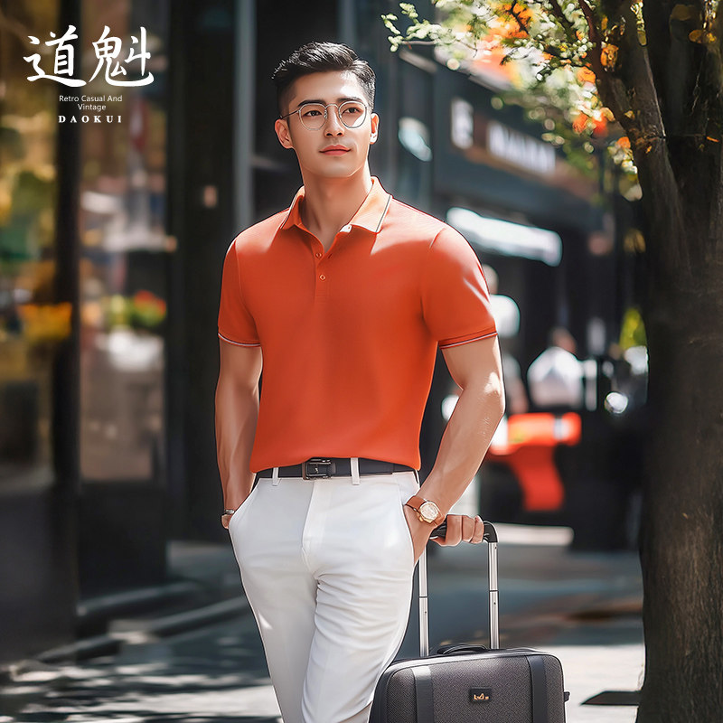 男士短袖休闲轻商务纯色polo