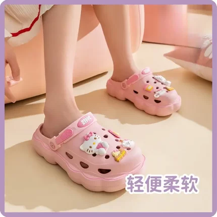 hellokitty玉桂狗库洛米成人洞洞鞋花园鞋户外沙滩鞋凯蒂猫粉红