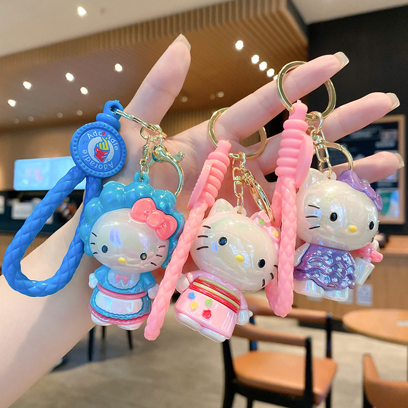 创意可爱电镀kitty猫钥匙扣挂件女孩卡通小礼物书包汽车小挂件PVC