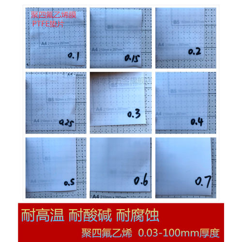 A级铁氟龙板/聚四氟乙烯薄膜/0.5mm0.6mm0.8mm1mm2mm3mm4mm5mm