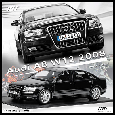 MH Motorhelix 1:18 奥迪 Audi A8 W12 2008 树脂汽车模型