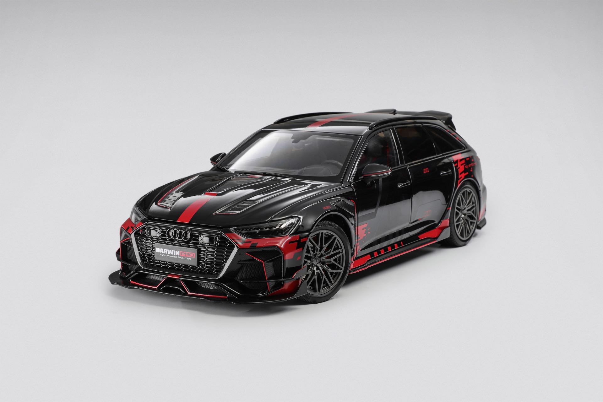Kilo 1:18 奥迪 RS6 Darwin 宽体改装版 黑色 合金全开汽车模型