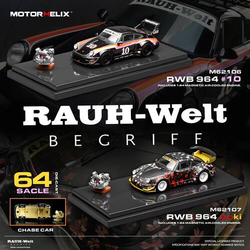 [程逸预售]MH 1:64 保时捷RWB 964 黑粉 黑樱花 合金汽车模型