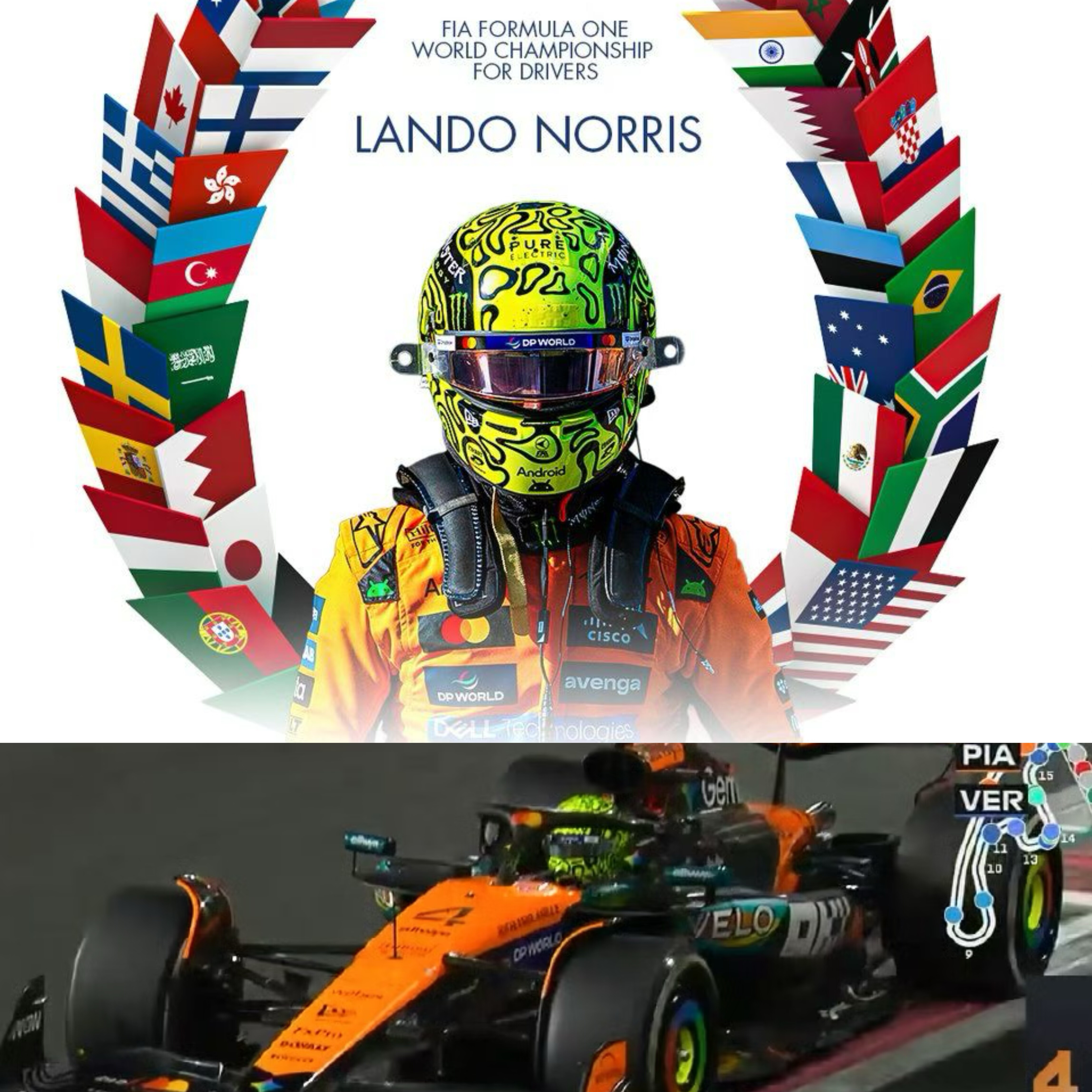 盲订迷你切 1:18/43 迈凯伦 MCL39 诺里斯 2025阿布扎比 首个世冠