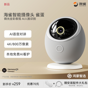 鸿蒙智选海雀摄像头雀蛋4K全景360度AI智能监控语音家用摄像机