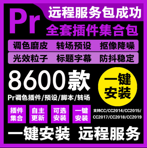 插件全套一键安装包磨皮美颜调色预设转场字幕特效模板素材