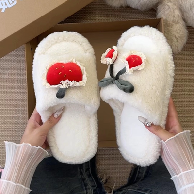 一字拖鞋2025秋冬新款女外穿一脚蹬月子不臭脚厚底棉拖鞋毛毛拖鞋