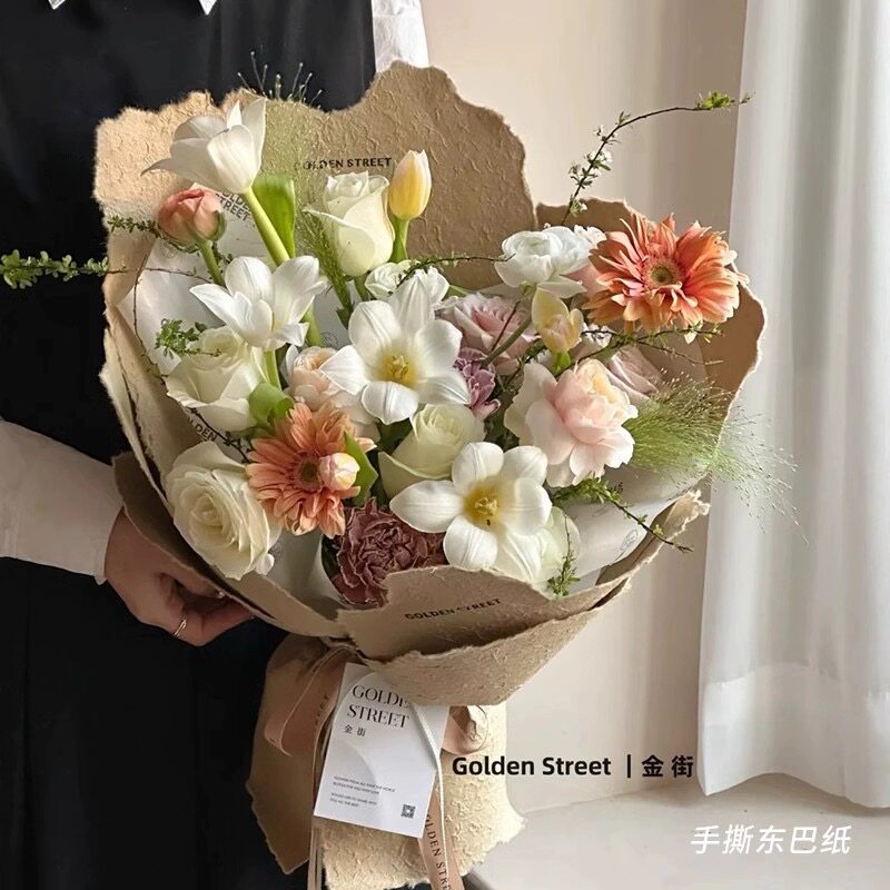 花卓越 手撕东巴纸鲜花花束包装纸复古艺术高级感手工diy包花材料