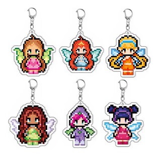 魔法俏佳人winx club谷子像素钥匙扣动漫周边夹层亚克力挂件礼物