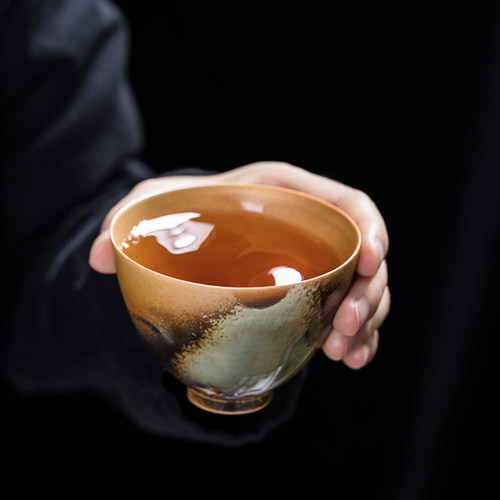 柴烧窑变品茗杯自然落灰柴窑手工